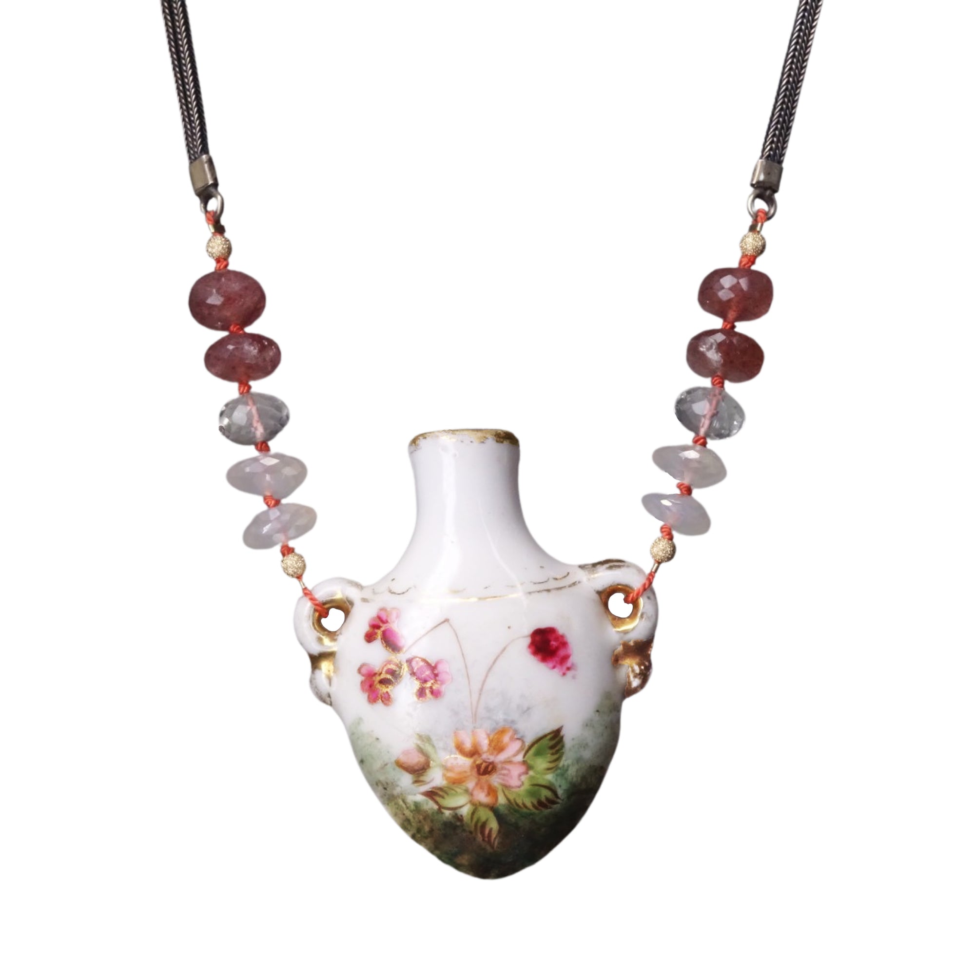 How Do I Love Thee, Let Me Count the Ways: vintage porcelain, moonstone necklace