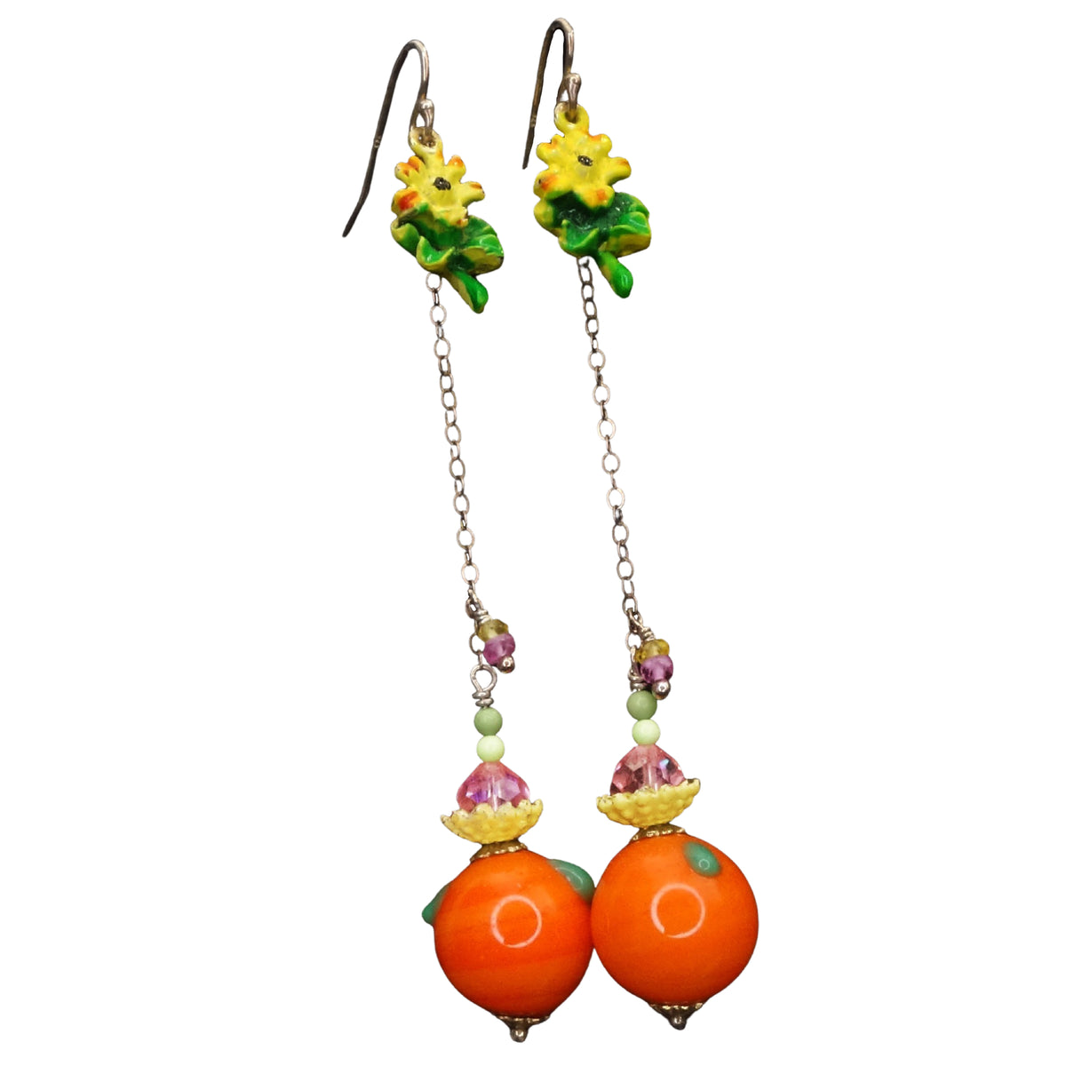 Too Many Oranges, Mama: carnelian, citrine, vintage glass earrings