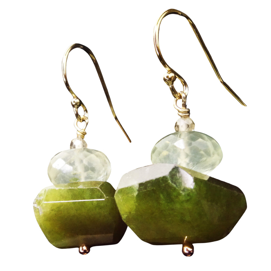 Paris at Night: vessonite + prenite earrings