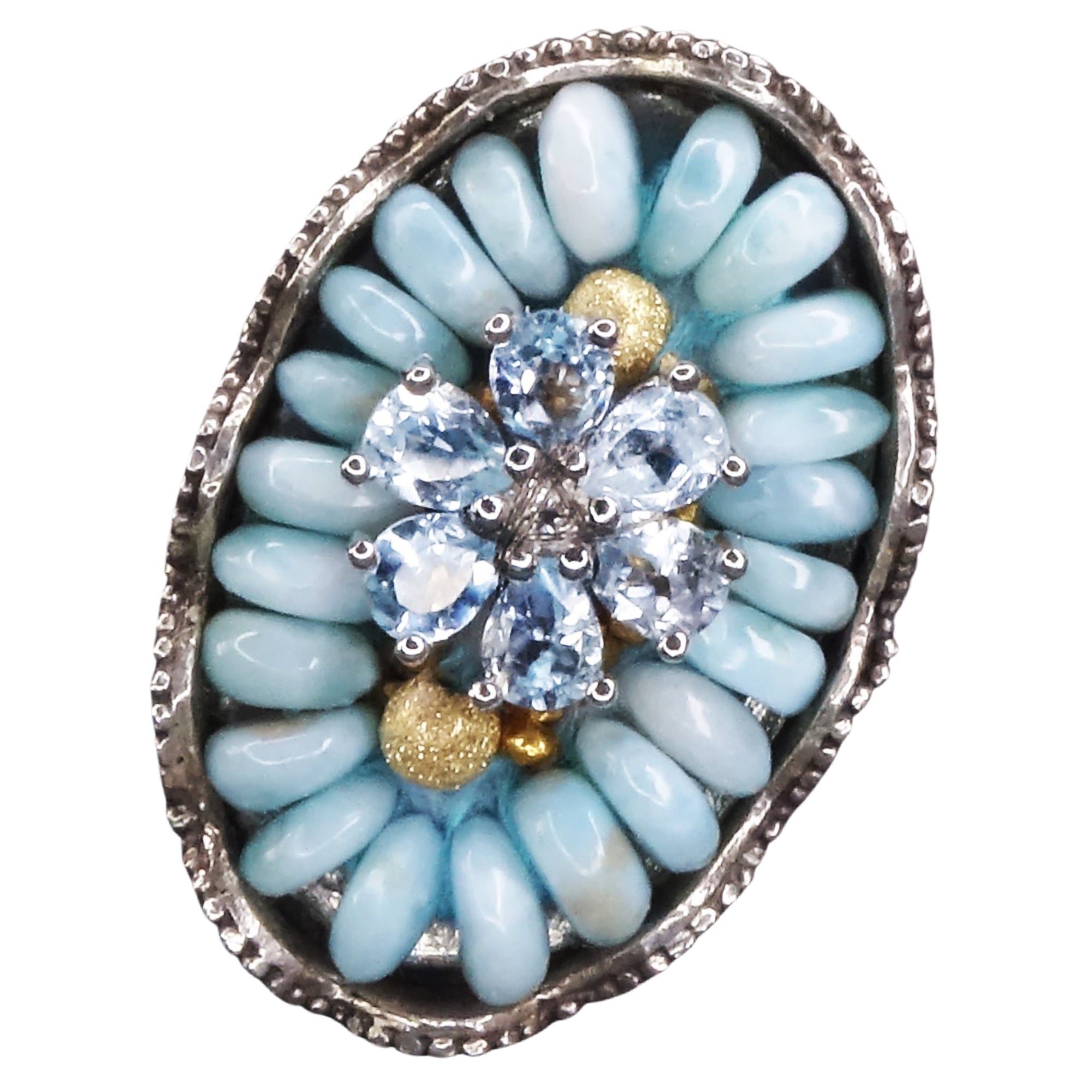 Mermaids Aren't the Only Ones Who Splash: larimar + aquamarine mosaic ring