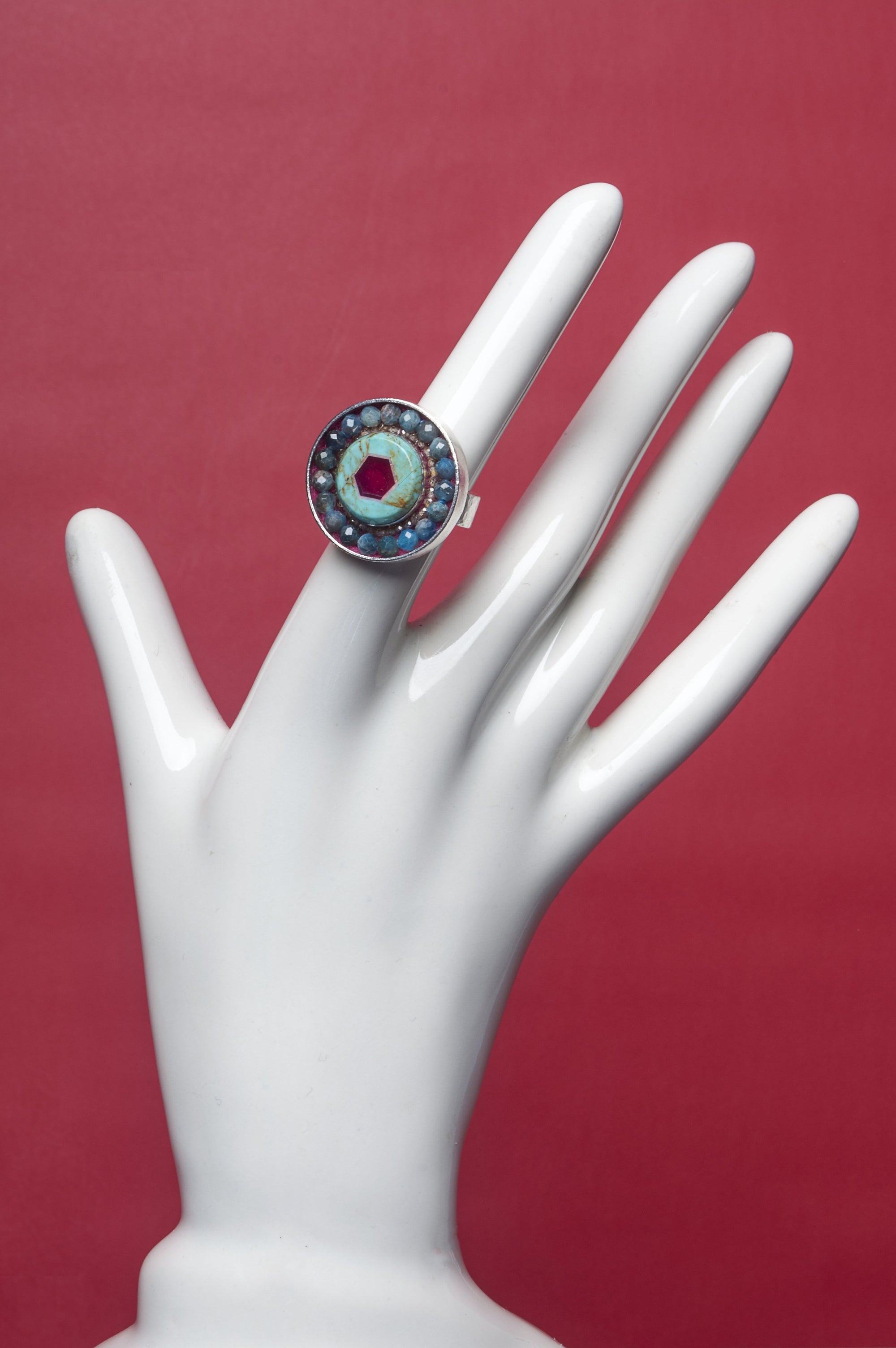 Wanderlust turquoise, opal mosaic ring (Santa Fe)