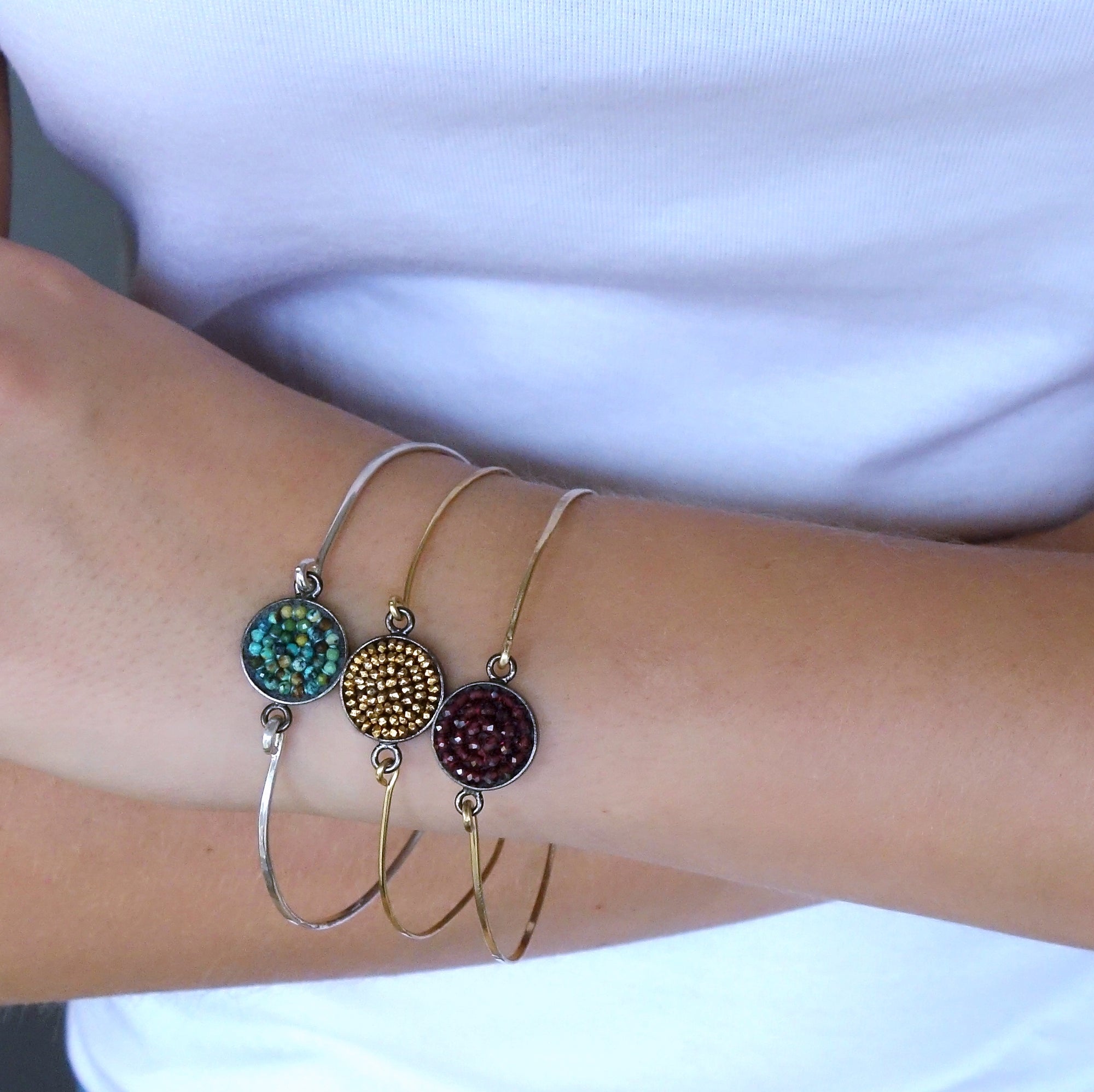 Pyrite Iconic Mosaic Bangle Bracelet