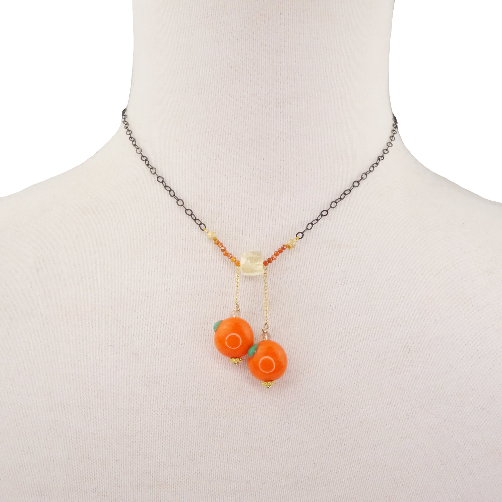 Too Many Oranges, Mama: carnelian, citrine, vintage glass