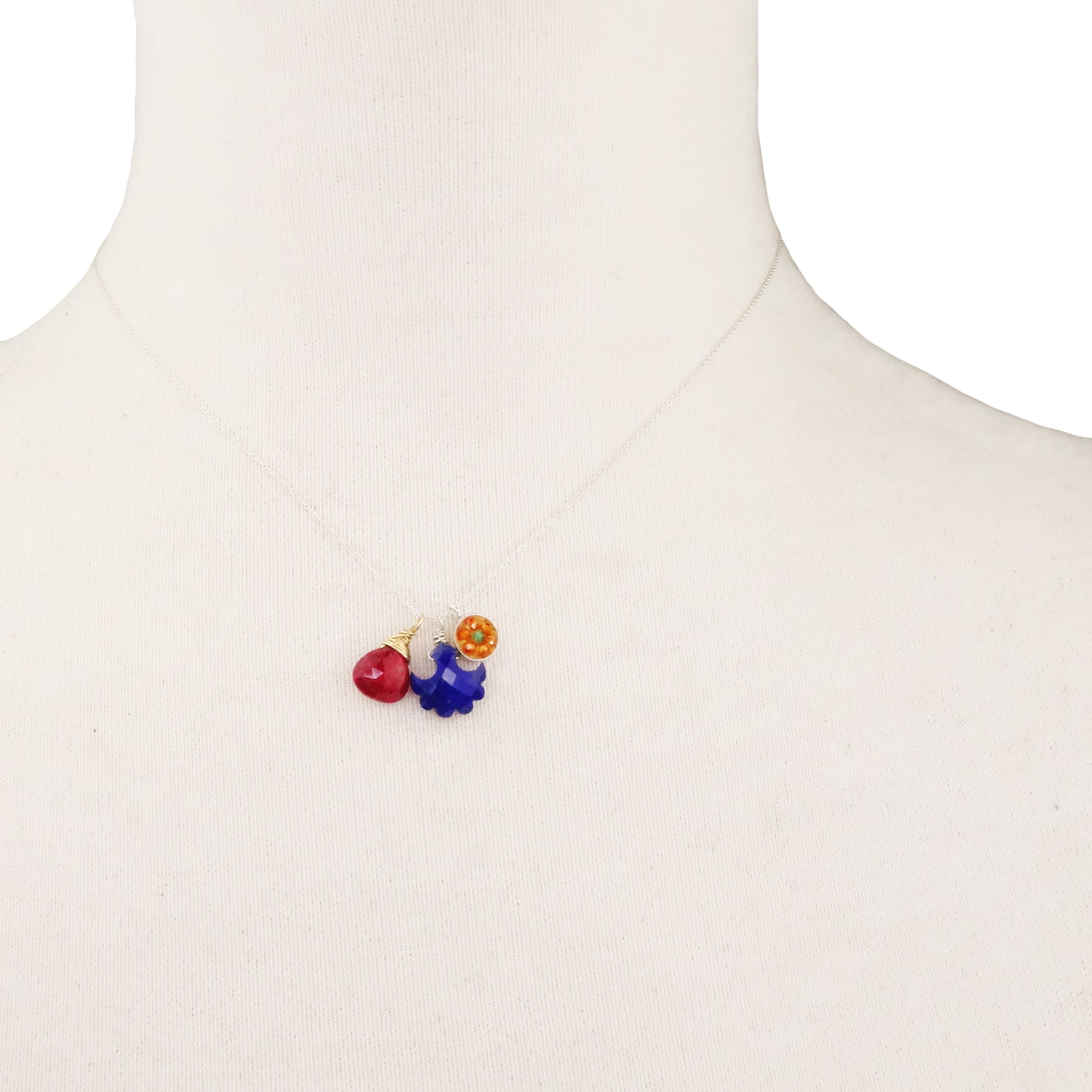 Just You and Me, Darling: ruby, lapis, carnelian, emerald necklace