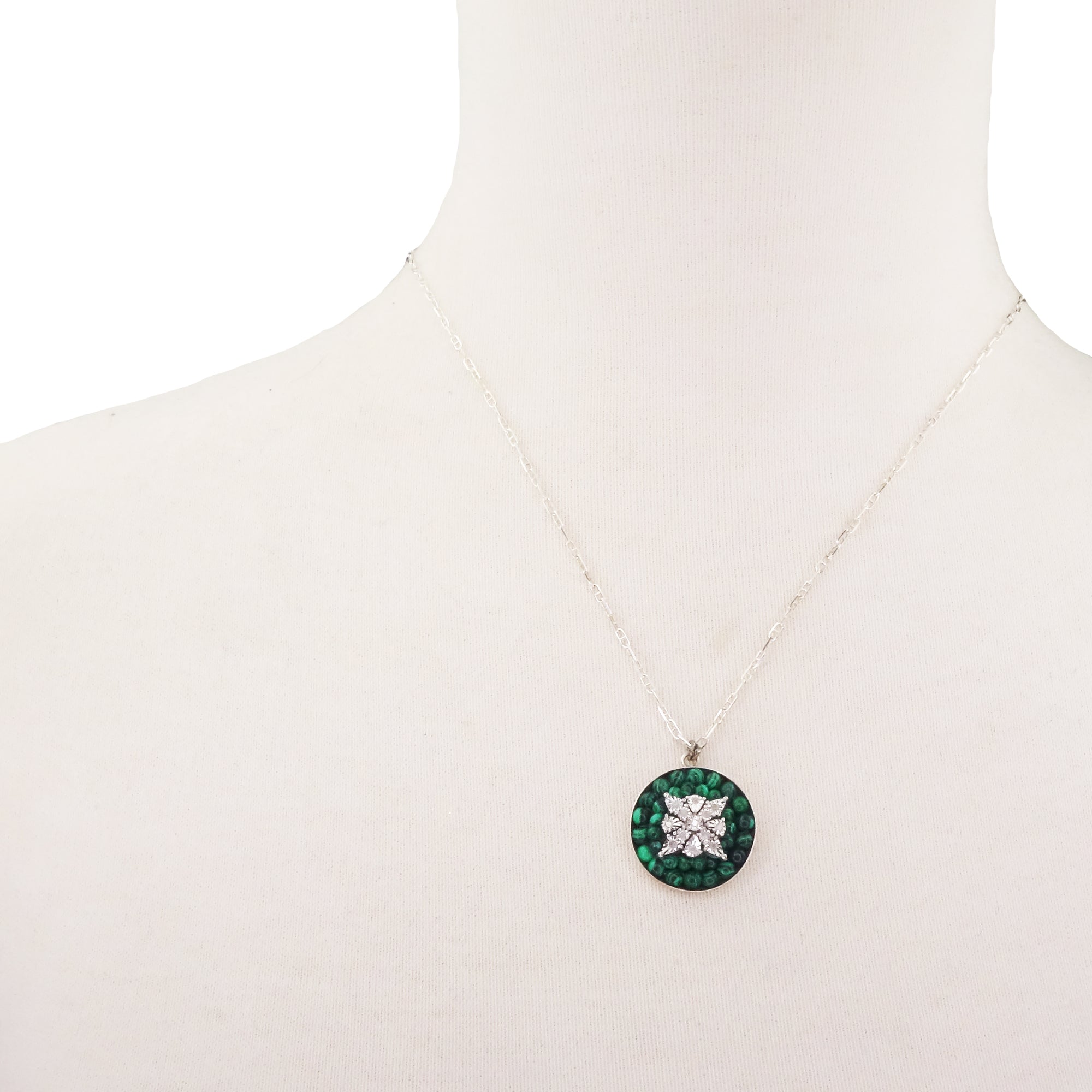 She Knows Herself: diamond + malachite mosaic necklace