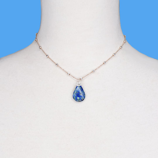 She Makes a Splash: azurite malachite, pearl, rose gold