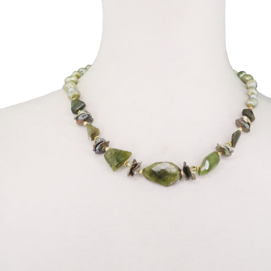 Paris at Night: vessonite, pearl, opal necklace