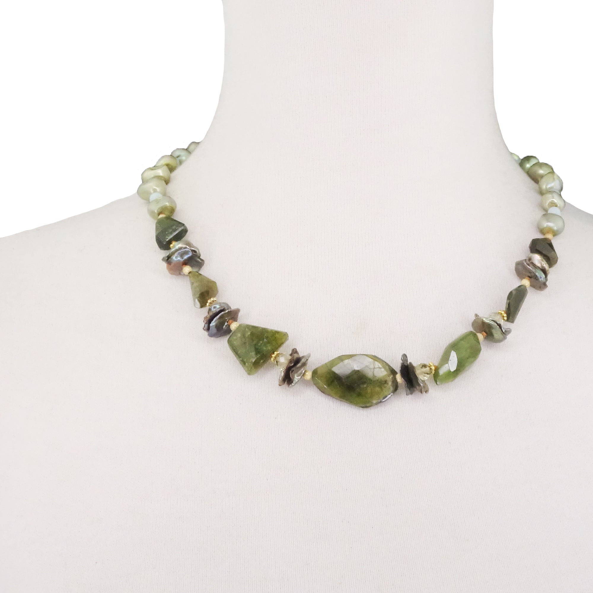 Paris at Night: vessonite, pearl, opal necklace