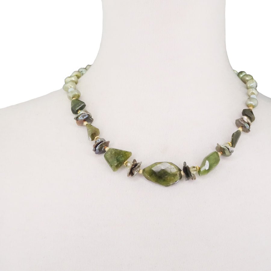 Paris at Night: vessonite, pearl, opal necklace