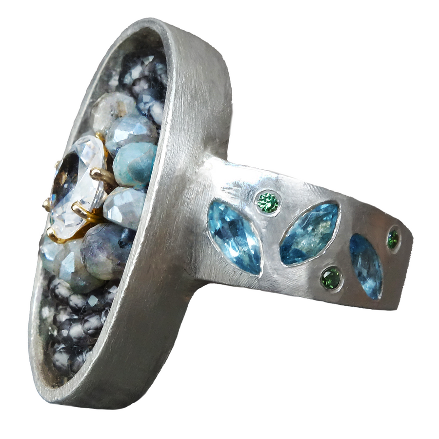 She Stargazes in Secret (diamond, topaz, moissanite)