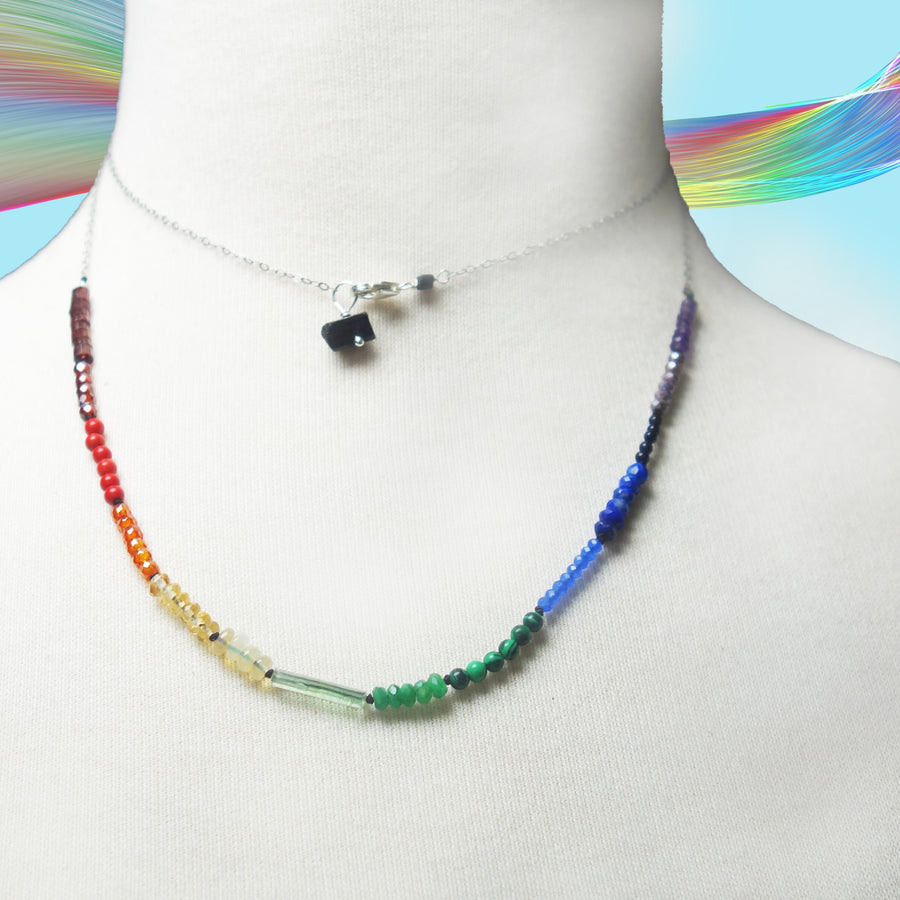 Arco Iris long gemstone necklace