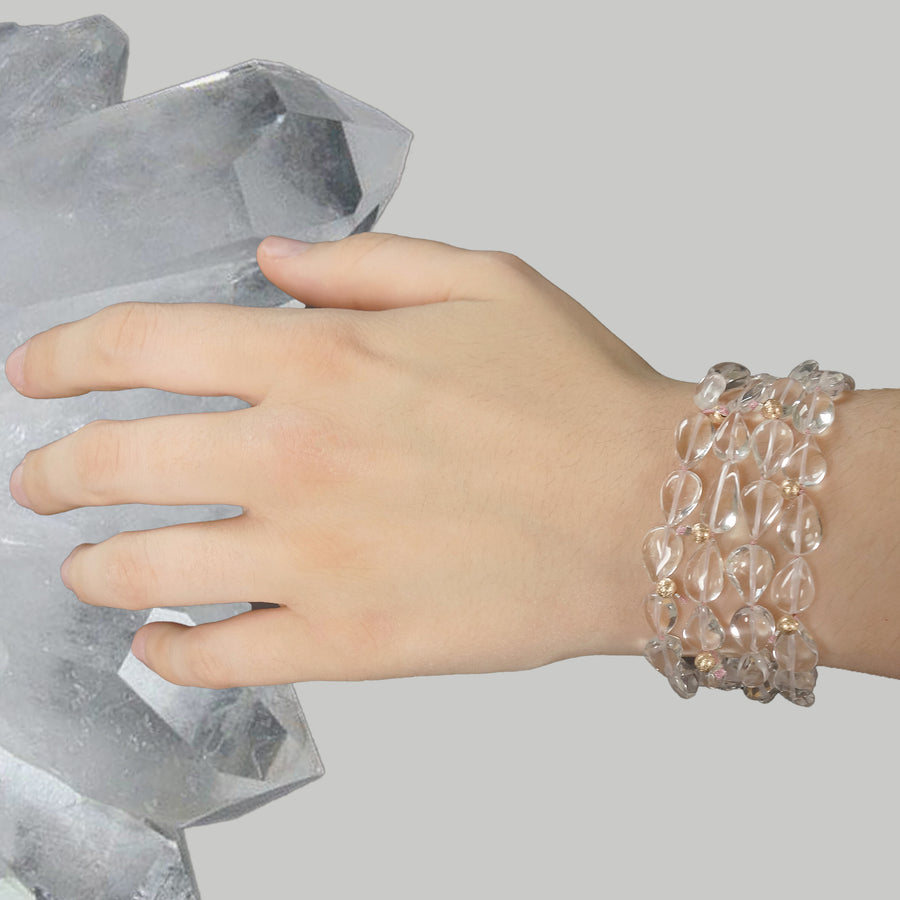 Oodles of Clear Quartz bracelet with rose gold