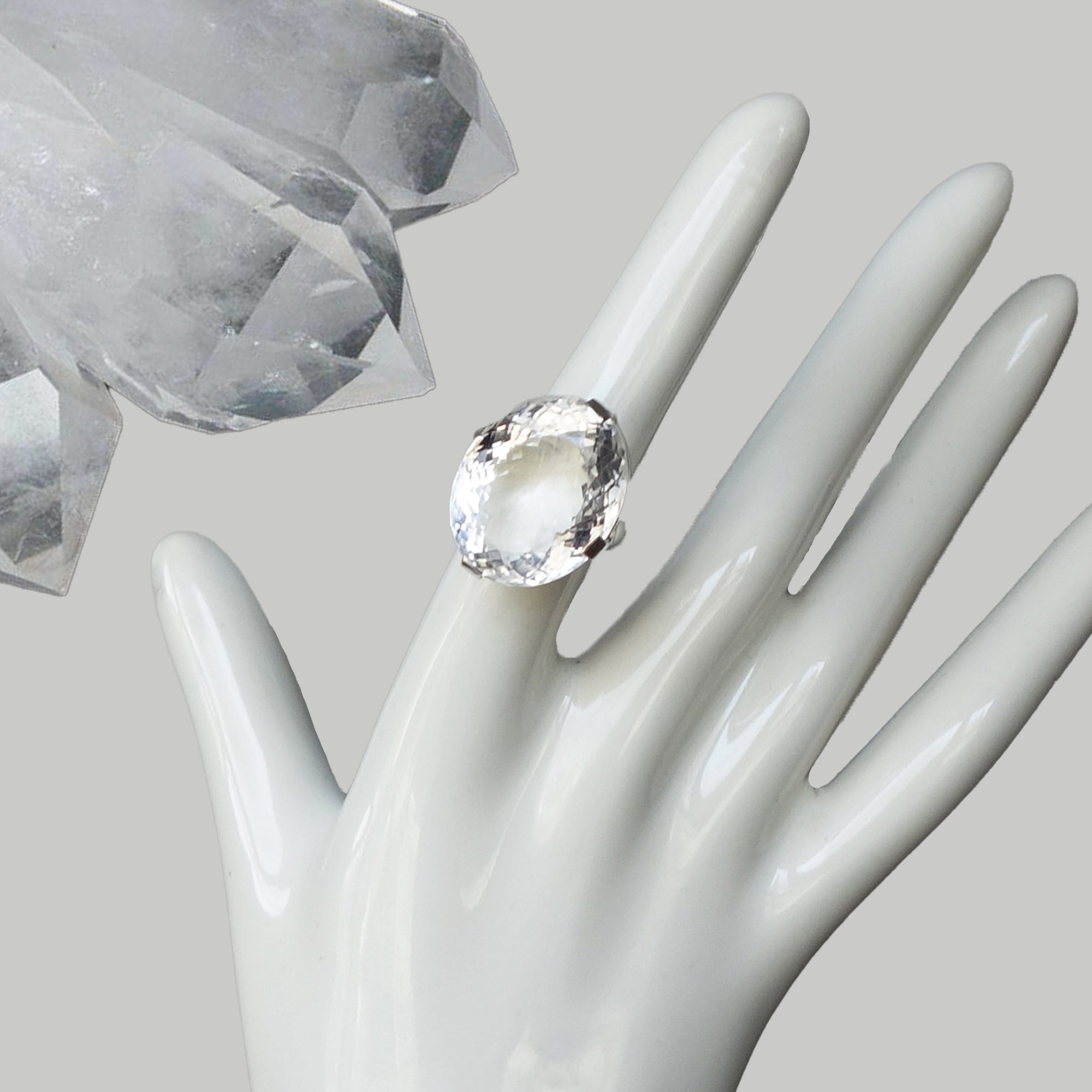 Faceted Bejeweled Clear Quartz ring