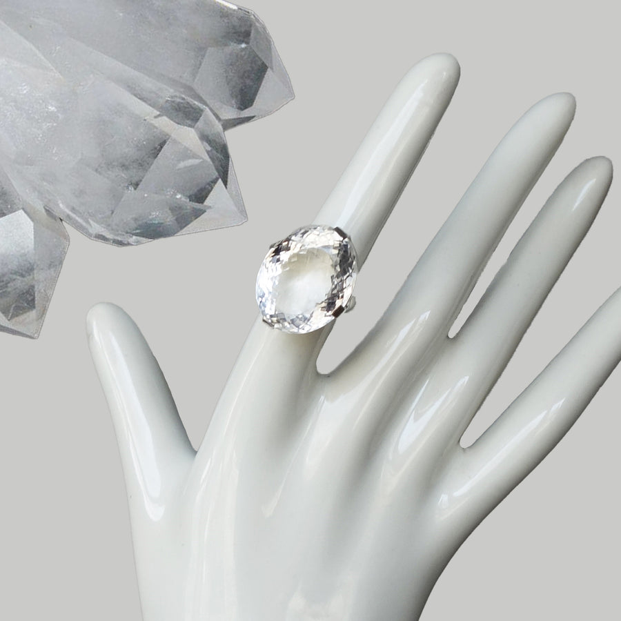 Faceted Bejeweled Clear Quartz ring