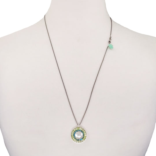 Summers in Chicago: aquamarine + prenite + opal mosaic