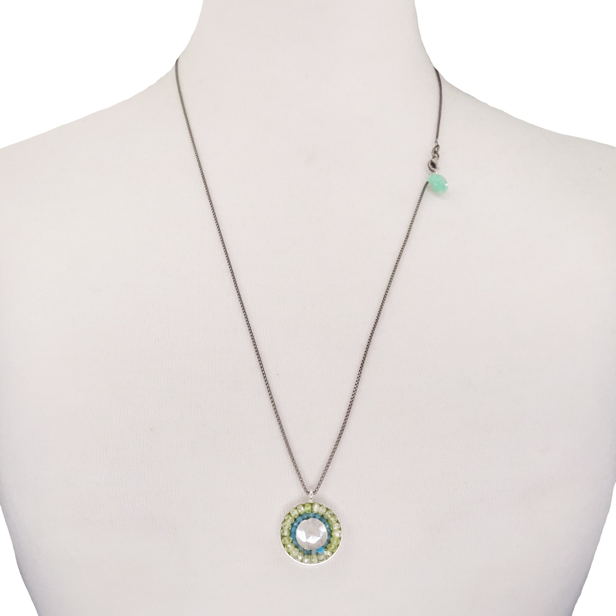 Summers in Chicago: aquamarine + prenite + opal mosaic