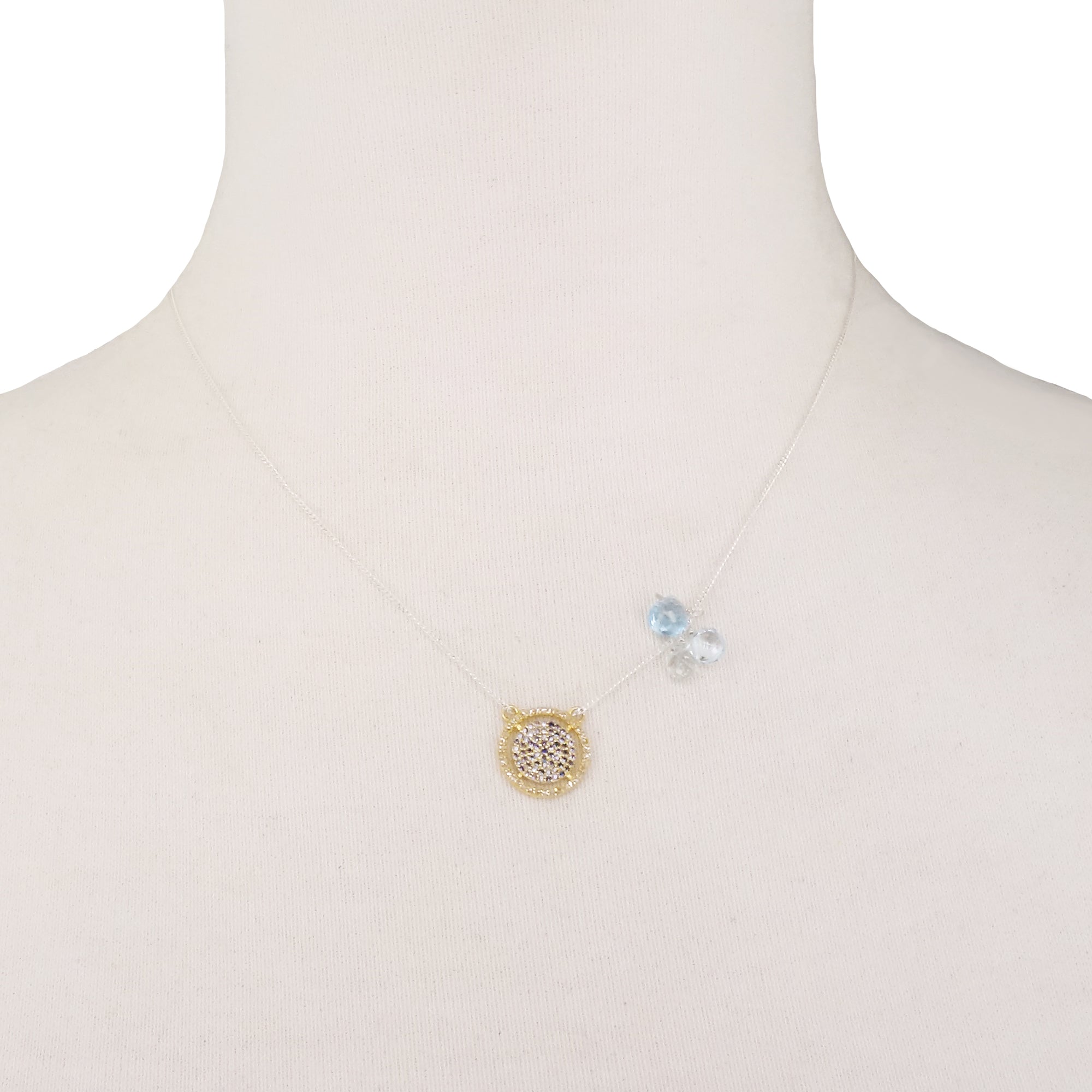 She Sparkled through the Rain: diamond + aquamarine necklace