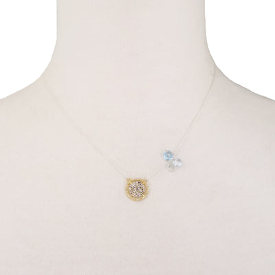 She Sparkled through the Rain: diamond + aquamarine necklace