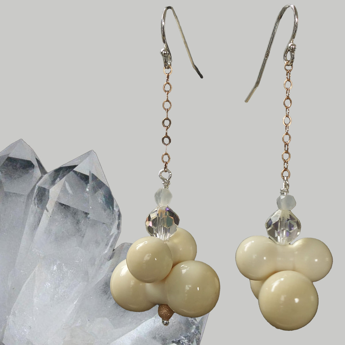 Vintage bone and crystal earrings