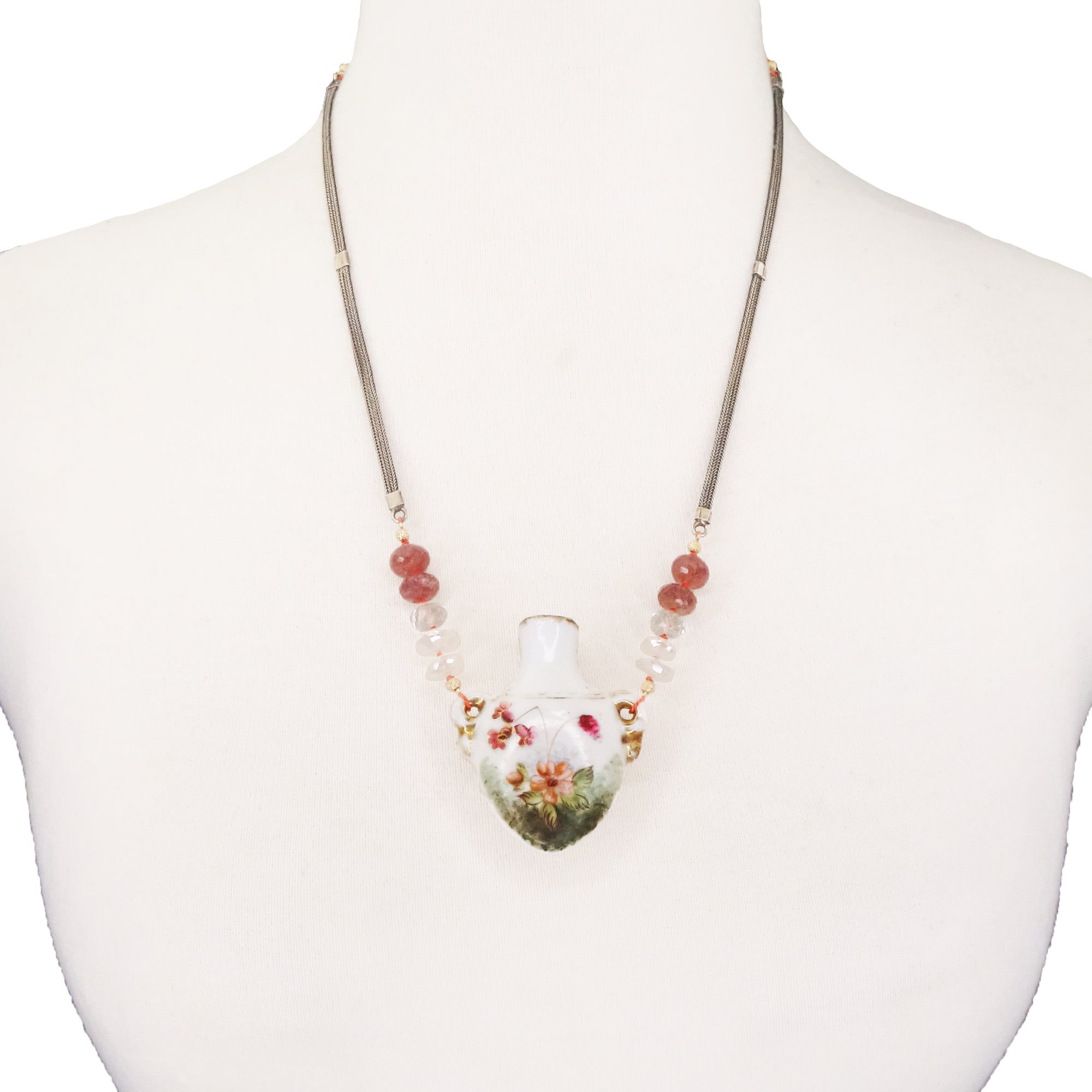 How Do I Love Thee, Let Me Count the Ways: vintage porcelain, moonstone necklace
