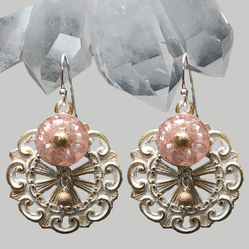 Clear Quartz mosaic with Rose Gold earrings