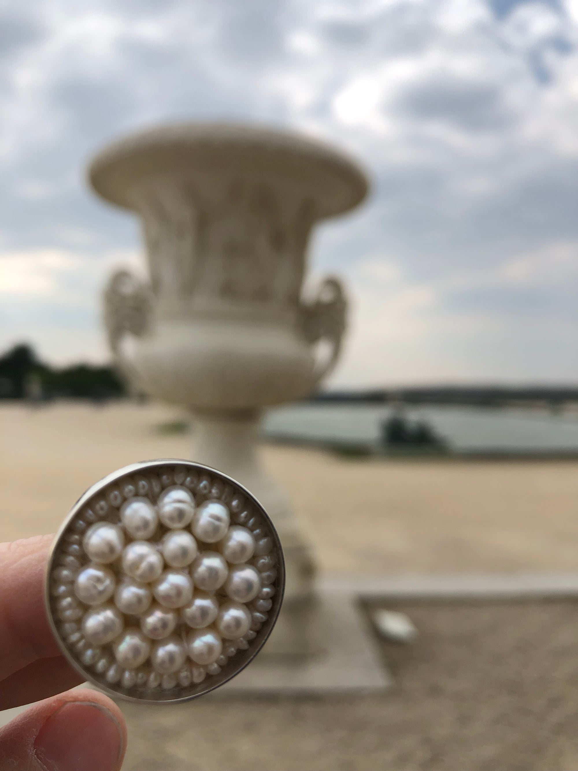 White Pearl Iconic Mosaic Ring (Wanderlust Paris)