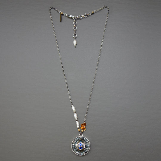 White Gold, Sapphire, Diamond Mosaic Necklace (Wanderlust Paris)
