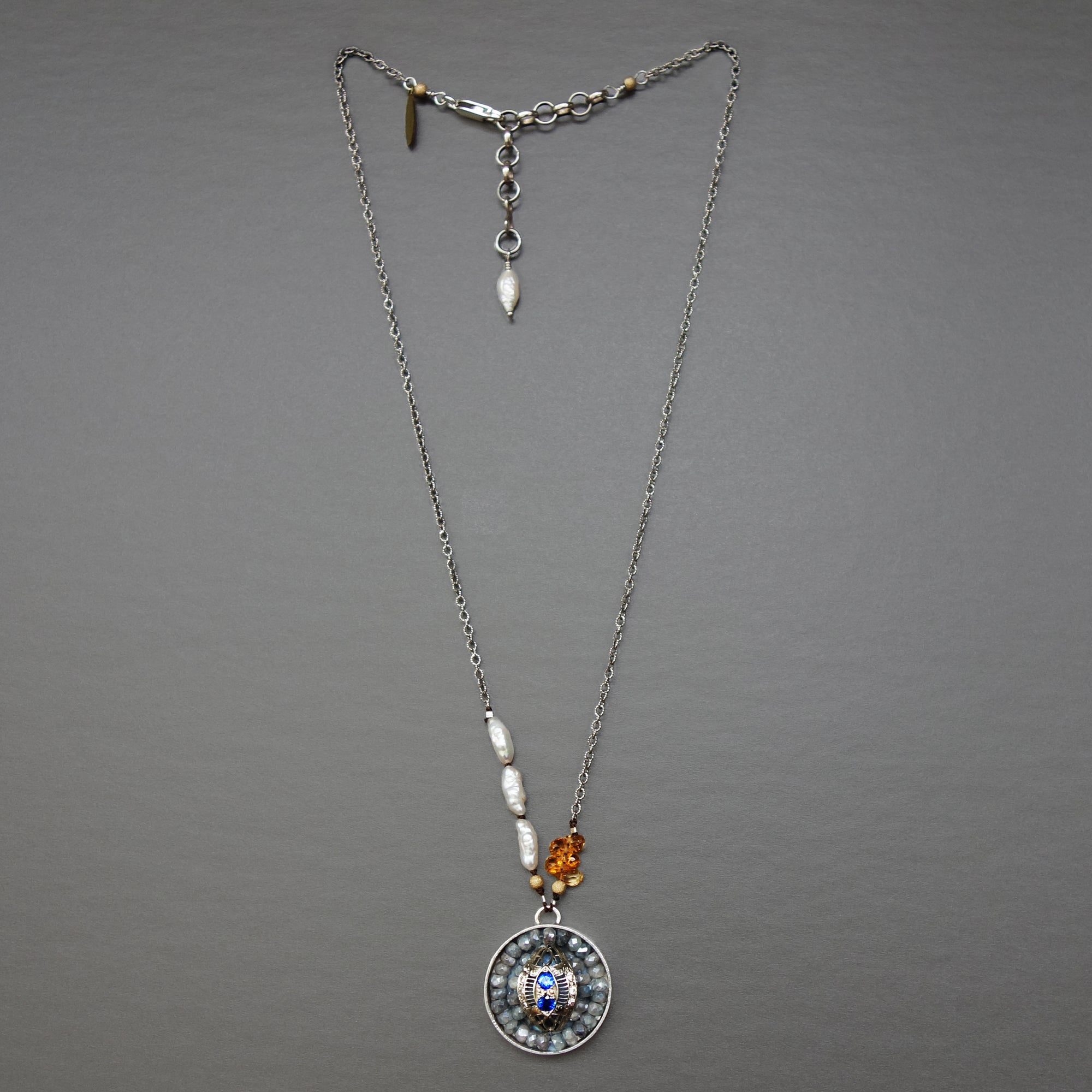 White Gold, Sapphire, Diamond Mosaic Necklace (Wanderlust Paris)