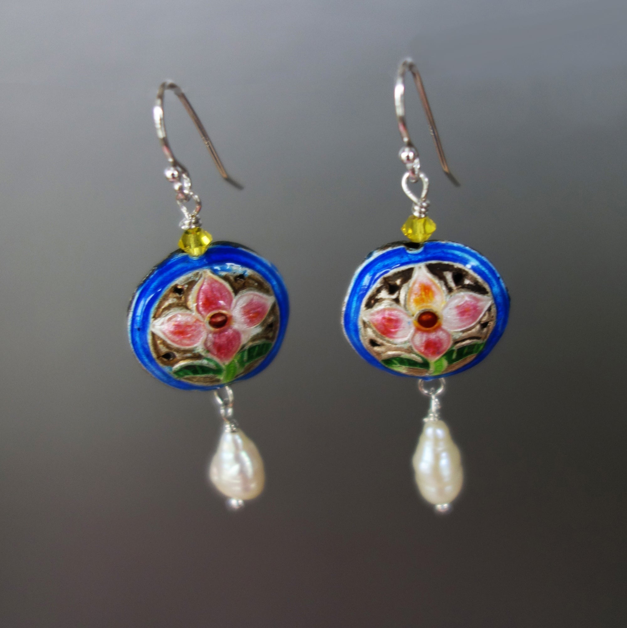 Cloisonné and Pearl Earrings for the Ladies of the Court (Wanderlust Paris)