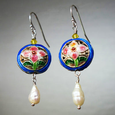 Cloisonné and Pearl Earrings for the Ladies of the Court (Wanderlust Paris)