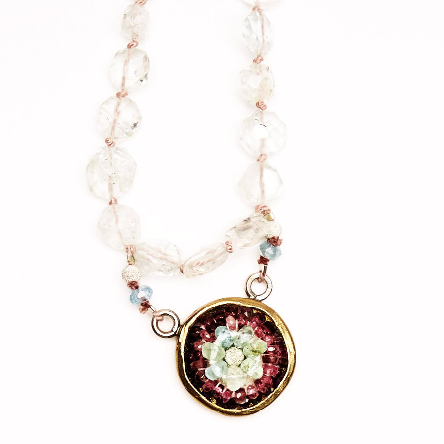 Aquamarine and Tourmaline Mosaic Necklace