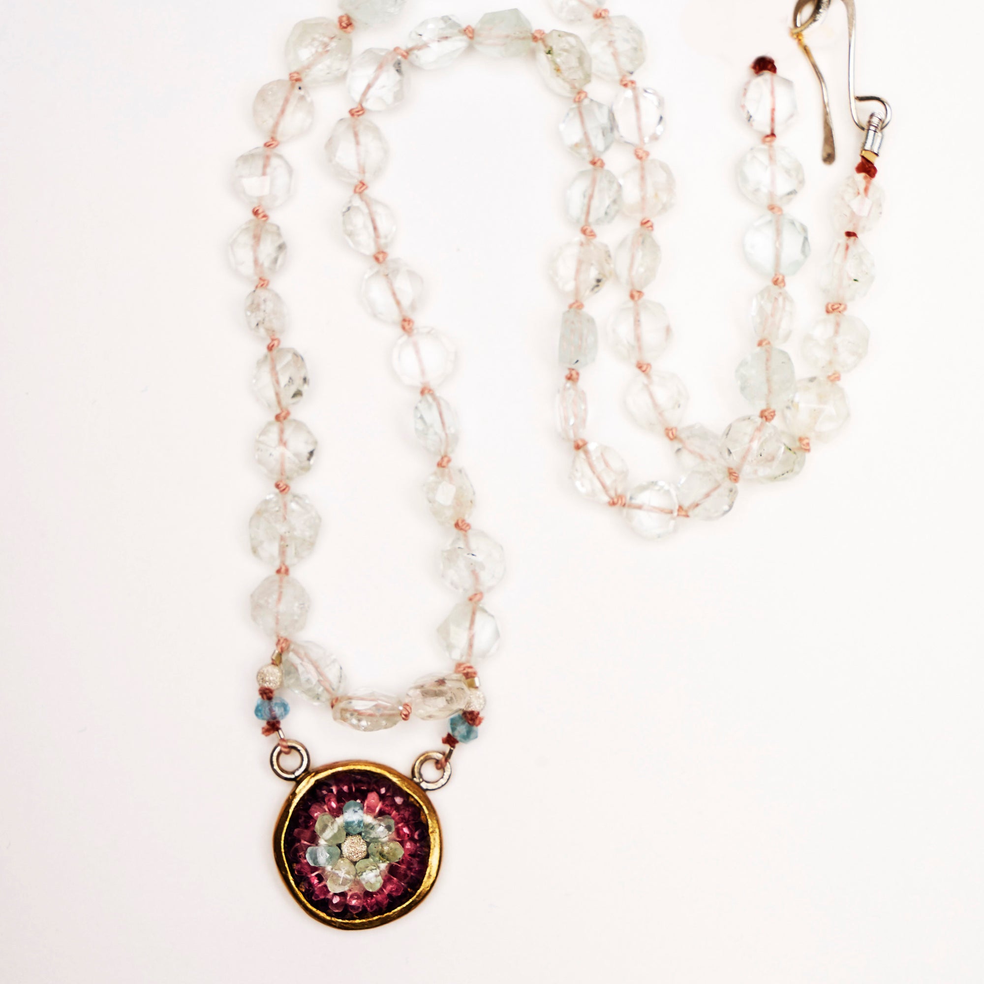 Aquamarine and Tourmaline Mosaic Necklace