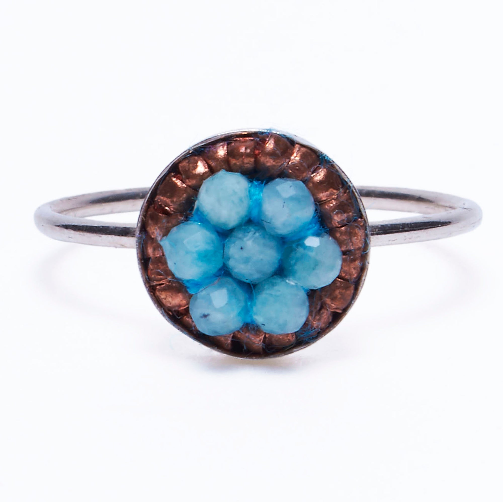 Aquamarine and African Copper Mosaic Ring