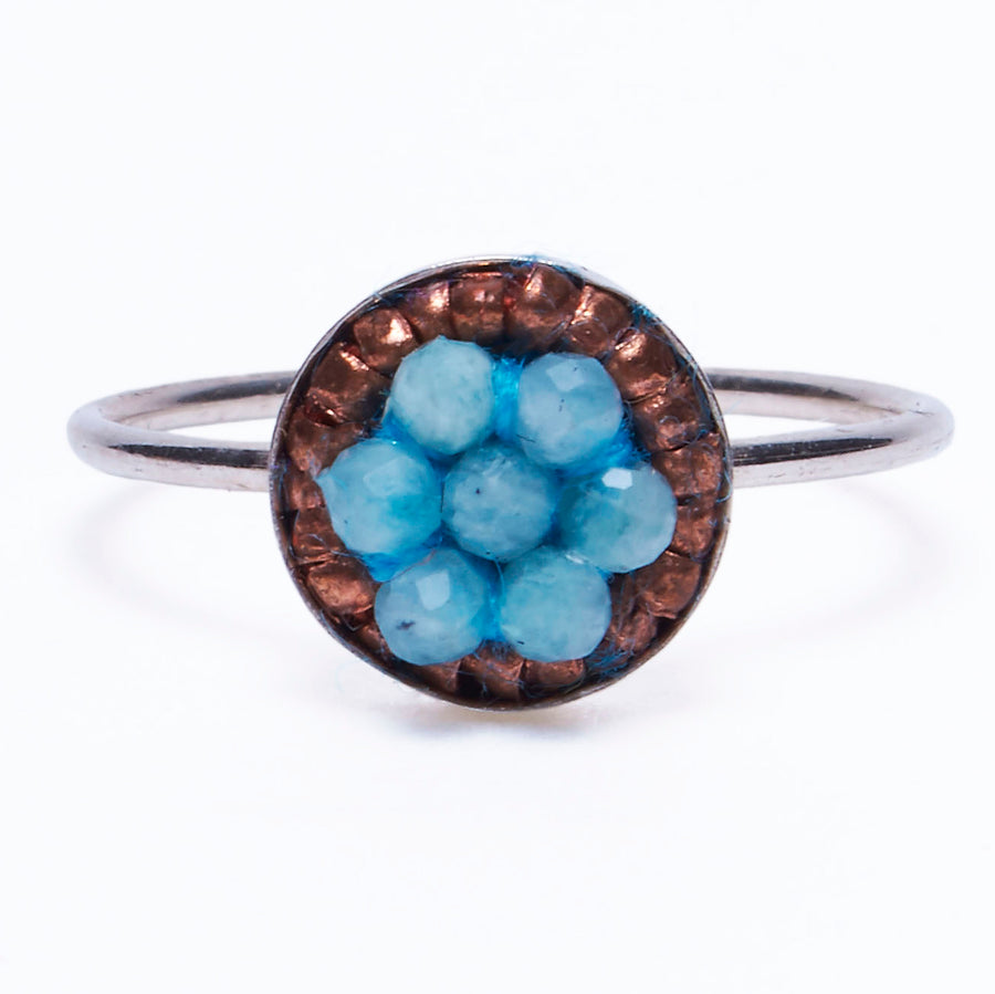 Aquamarine and African Copper Mosaic Ring