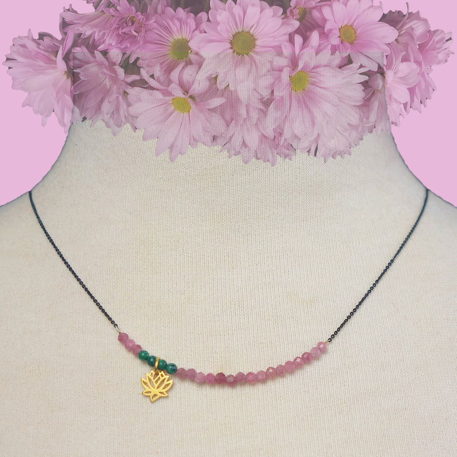 She Let Herself be Tended to: tourmaline/malachite necklace