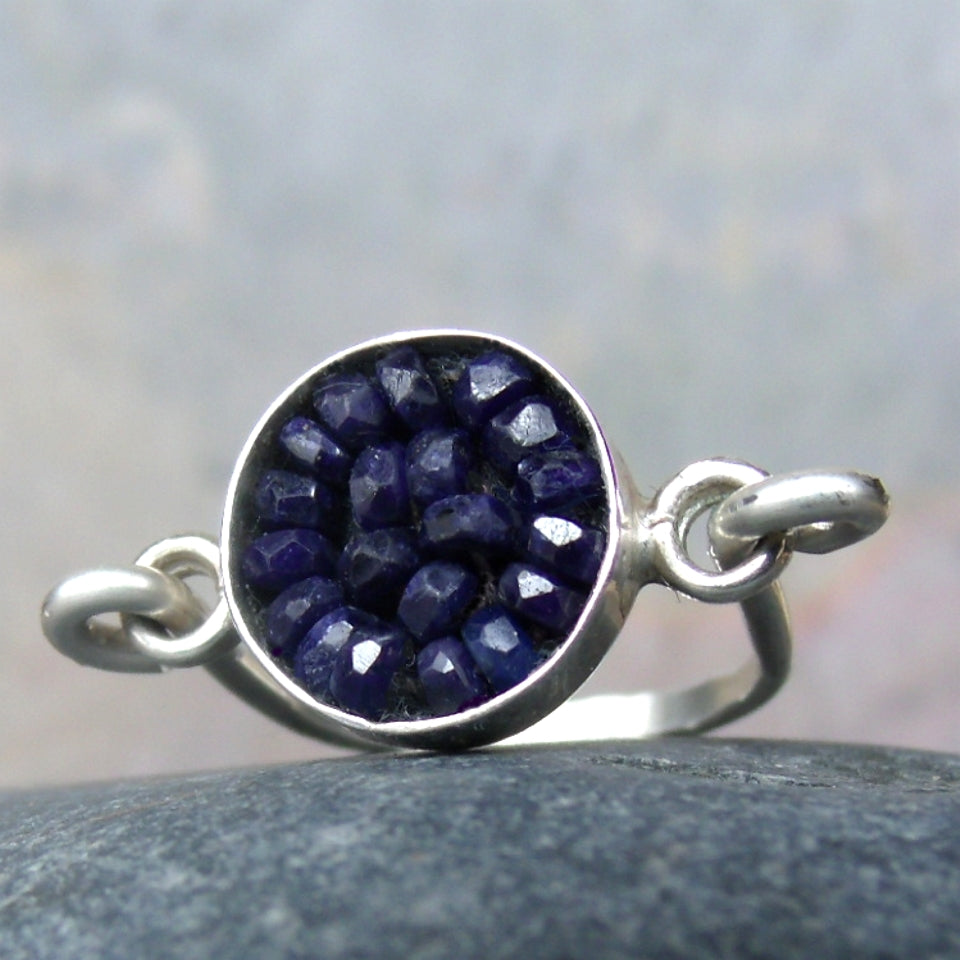Sapphire Mosaic hand hammered ring
