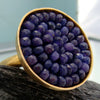 Blue sapphire mosaic ring in gold