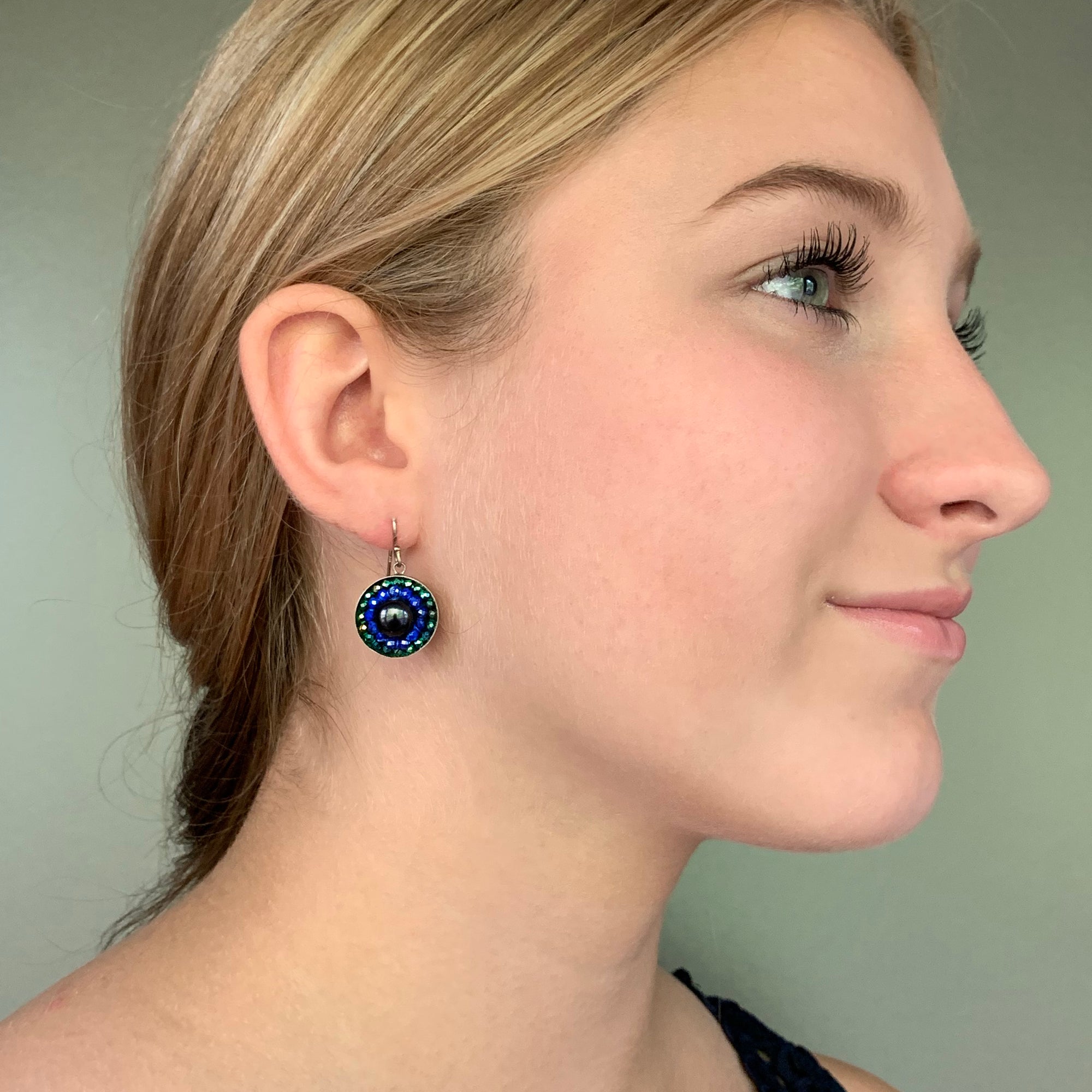 Pearl and Faceted Blue Sapphire Earrings