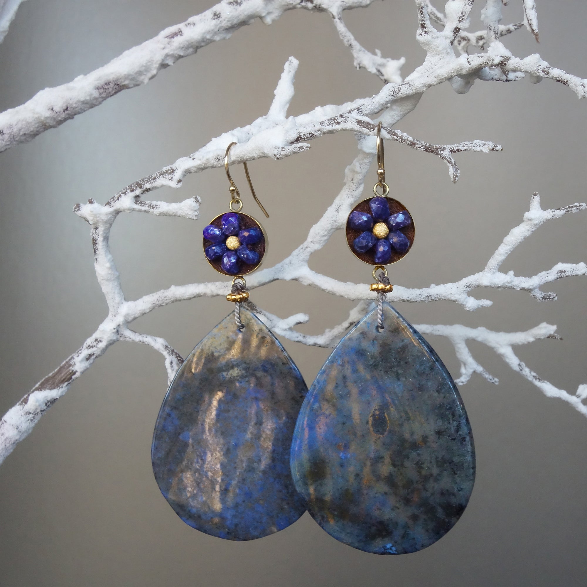 Bluer than Midnight sapphire mosaic ear