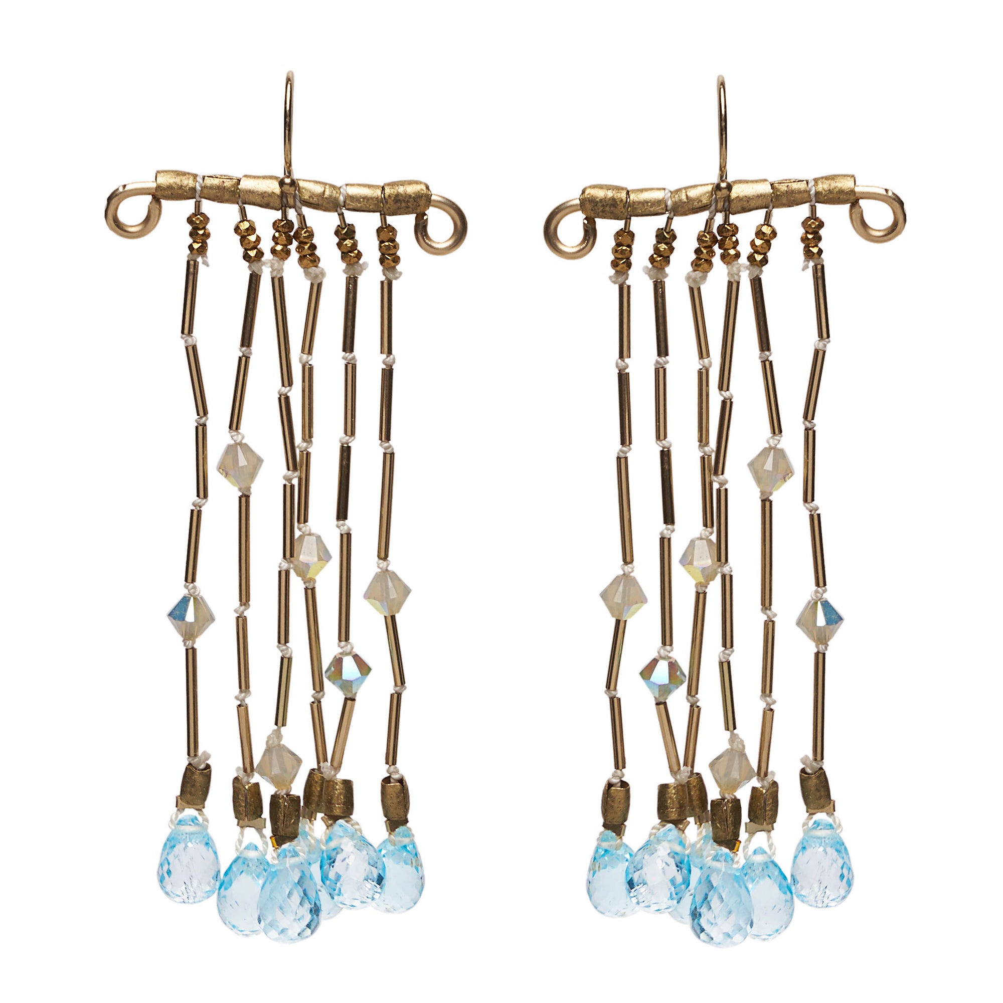 She's Got Fire in Her Hands (blue topaz chandelier earrings)