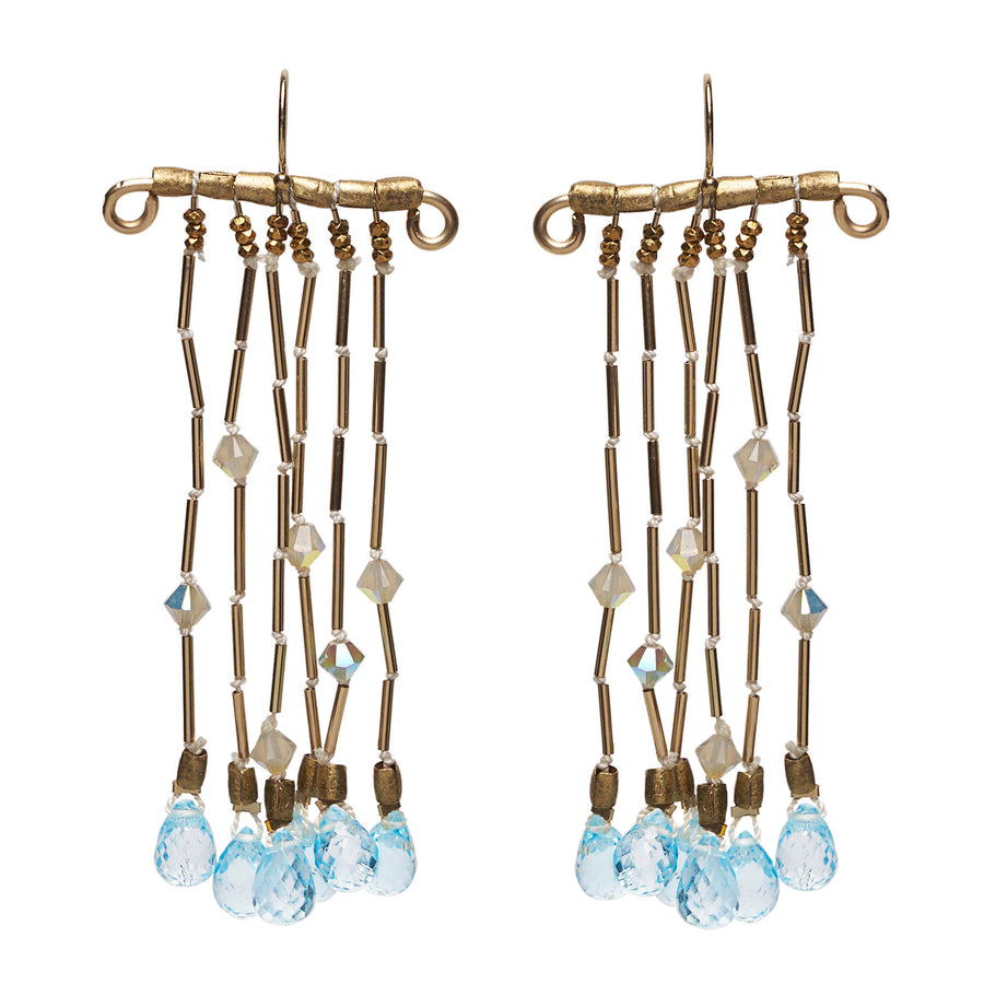She's Got Fire in Her Hands (blue topaz chandelier earrings)