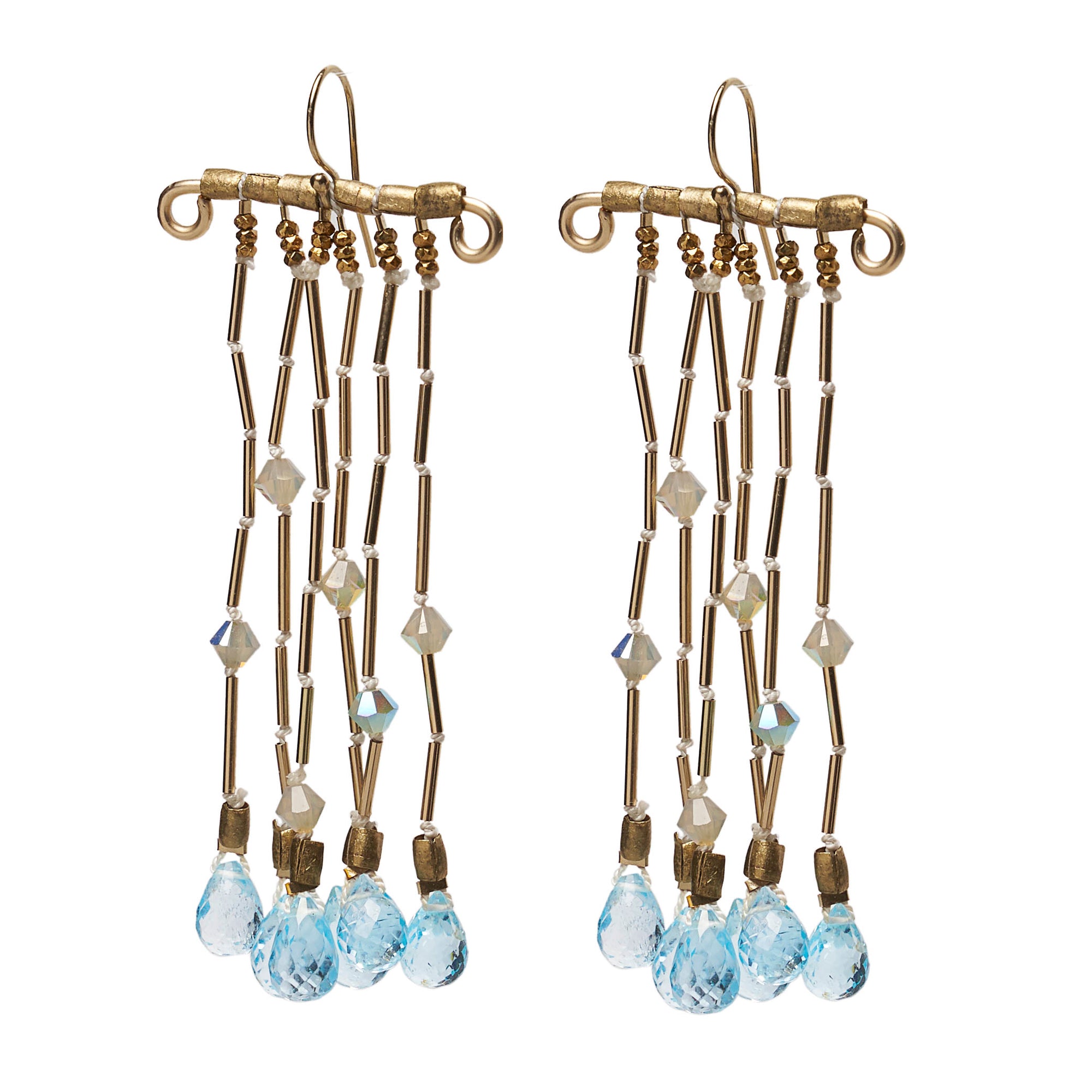 She's Got Fire in Her Hands (blue topaz chandelier earrings)