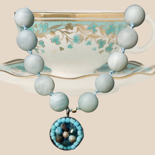 Aquamarine and turquoise mosaic bracelet