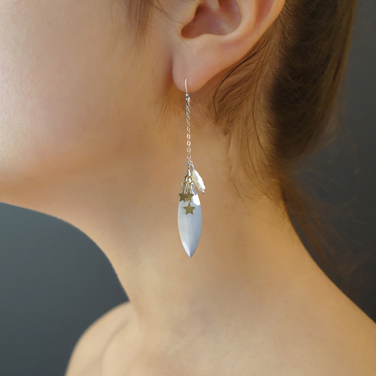 You Must be my Lucky Star: moonstone and pearl earring