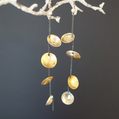 Balancing Act hand hammered gold/silver earrings