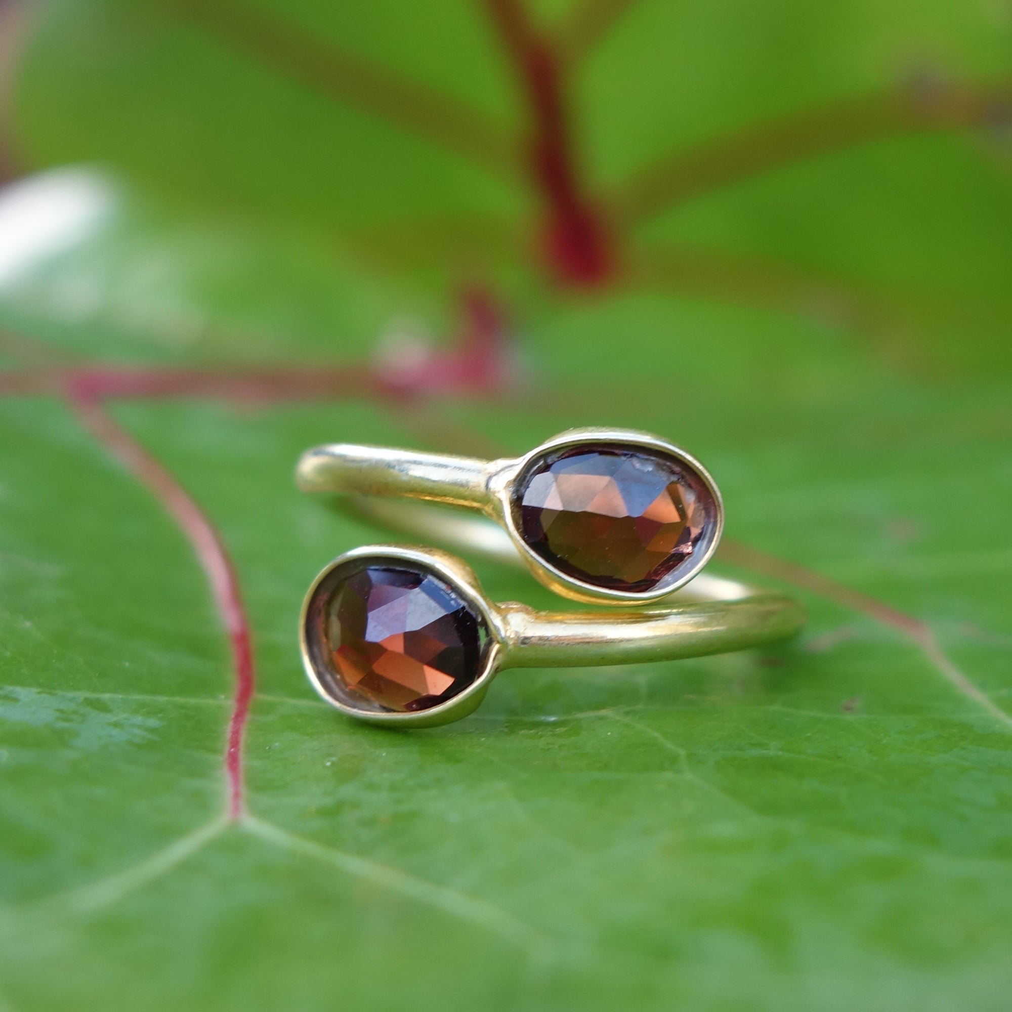 Double Faceted Garnet Ring (adjustable)