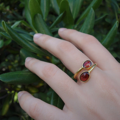 Double Faceted Garnet Ring (adjustable)