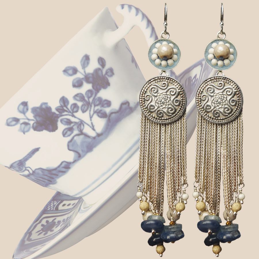 She's Got Grace on her Side: kyanite mosaic fringe earrings