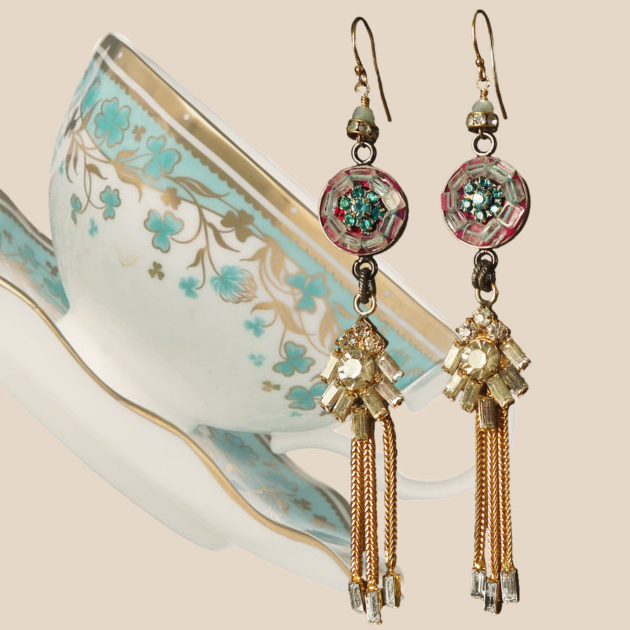 Very Va Va Voom aquamarine and gold earrings