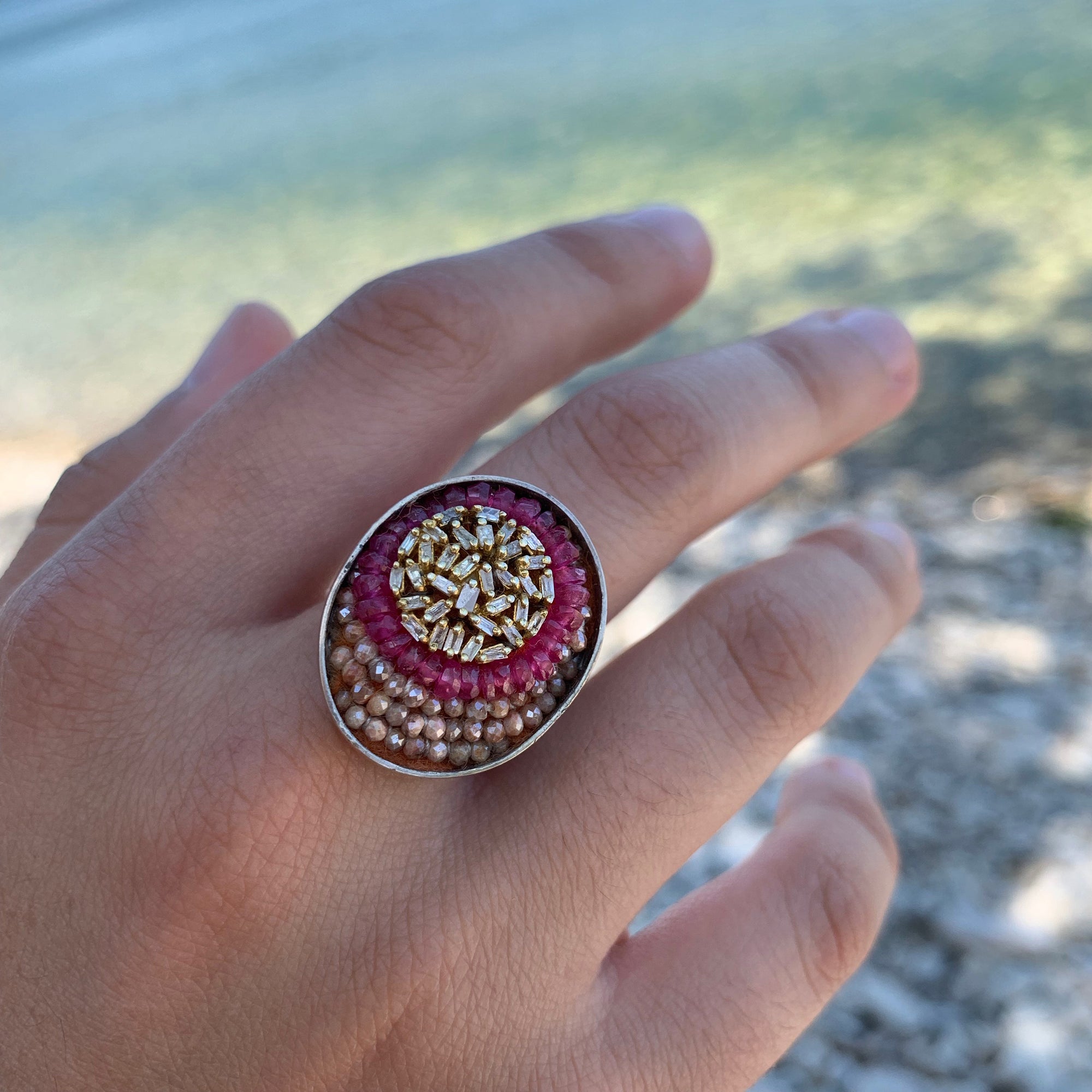 Ruby, Sapphire, Diamond Mosaic Ring